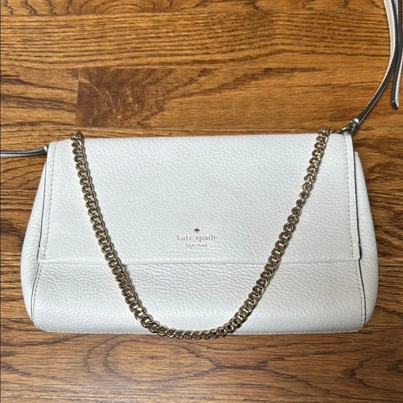 Kate Spade White Leather Chain Shoulder Bag - Picture 1 of 9